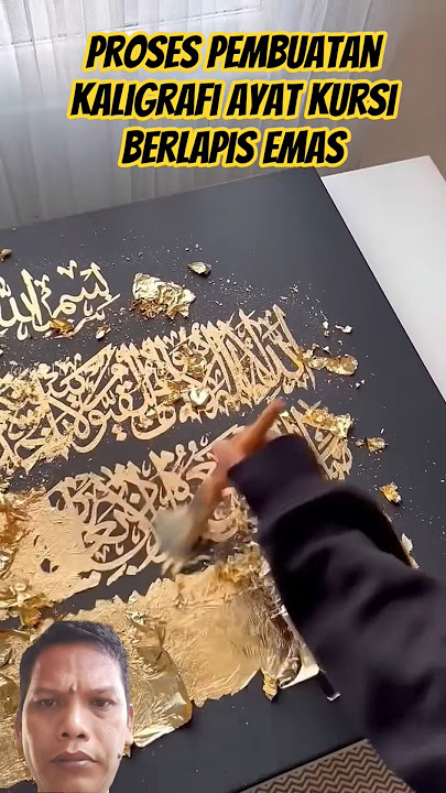Rugi kalau gak nonton ‼️Kaligrafi Ayat Kursi berlapis emas #art #calligraphy #monetisasi #drawing