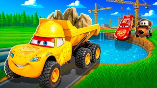 Pixar Cars Jump Into Quarry Pit And Transform Into Builders Mcqueen & Mater In Beamng Drive
