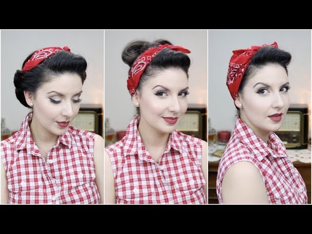 Easy PinUp Hairstyles with Bandana for Long to Medium Hair Length | Nena  Moreno - YouTube