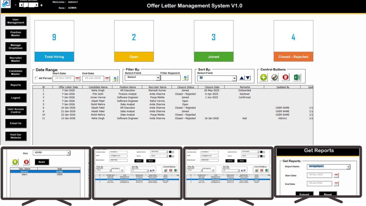 Offer Letter Management System V1.0 in Excel VBA