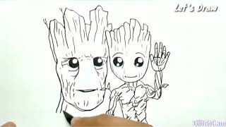 stanlee, Deadpool,groot,Thanos word se drawing