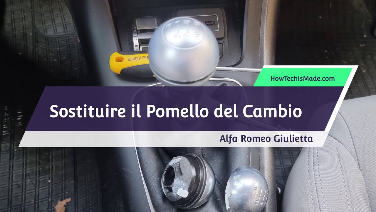Hacreyatu Pomello del Cambio a 6 Marce con Coperchio Decorativo Kit di Ricambio per Alfa Romeo Giulietta 2010-On (Argento brillante