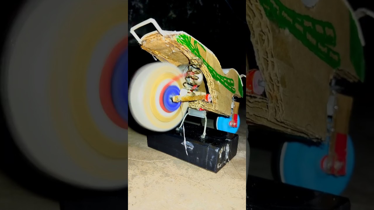 bike/ bike race_ Cartoon bike with cardboard Mini dc motor power bike 