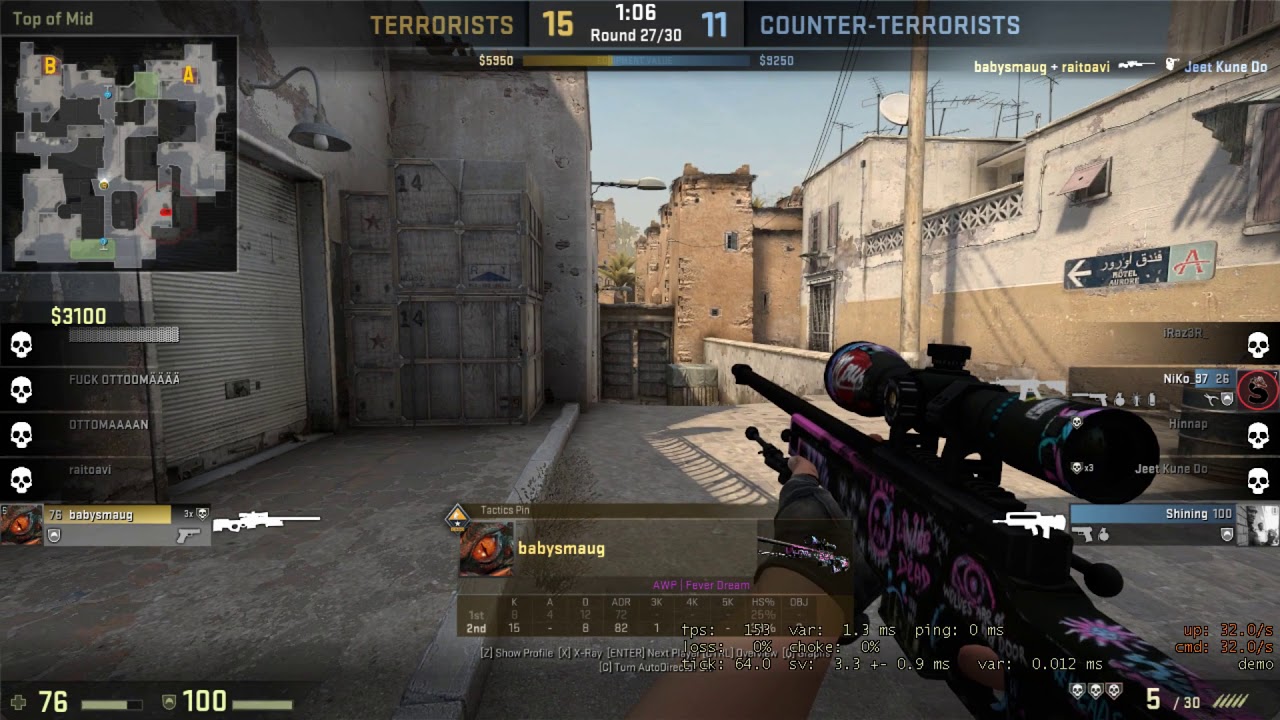 raitoavi and friends play CSGO #1 Babysmaug awesome 1v5 with the awp