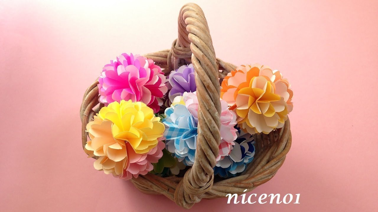 折り紙 花 くす玉 フラワーボール 簡単な作り方 Origami Flower Kusudama Ball Tutorial Niceno1 Youtube