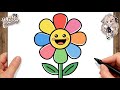 How to Draw a Happy Rainbow Flower | Easy Kawaii Drawing for Kids and Toddlers!