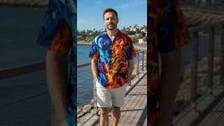 Netecom Fire Dragon Hawaiian Shirt for Men | Fantasy Summer Outfit