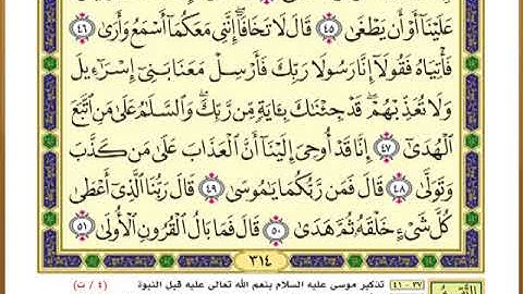 الصفحة ( 314) من القرآن الكريم سورة طه _ مصحف التقسيم الموضوعي _