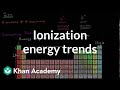 Ionization energy trends | Periodic table | Chemistry | Khan Academy