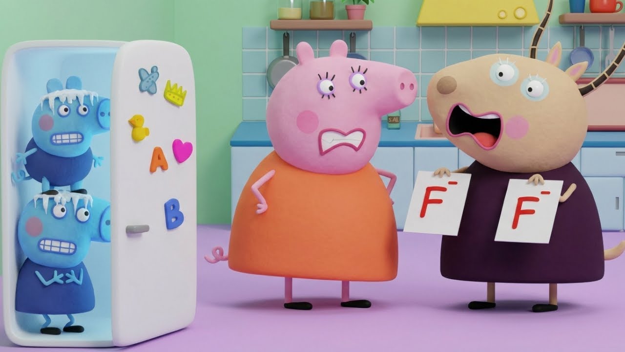 Peppa Pig and George get an "F" on their test | Funny Peppa Pig cartoon | Peppa Pig 3D