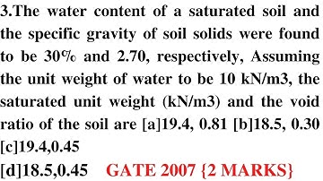 Target GATE ESE | Geotechnical Engineering | GATE PYQ Questions on soil water relationships