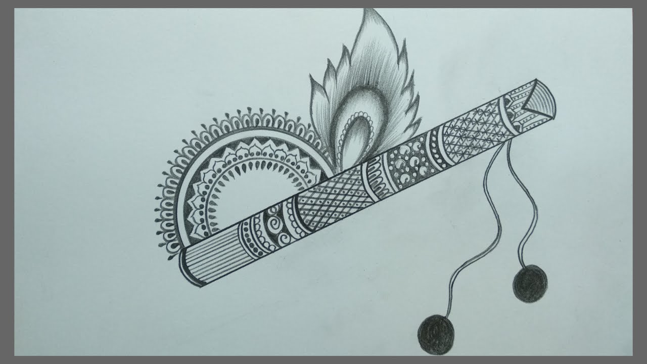 Mandala Art: Pencil Shading Drawing A Beautiful Flute Easy - YouTube