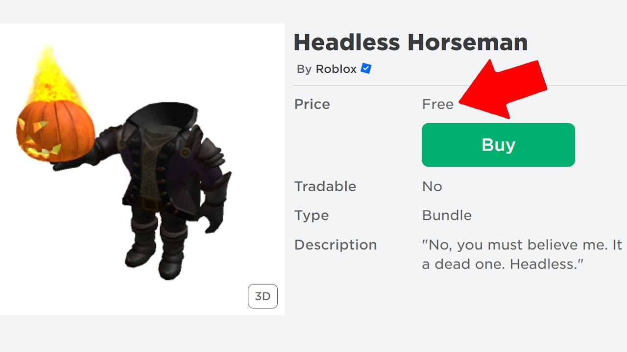 How To Get FREE Headless Horseman.. (Roblox) 