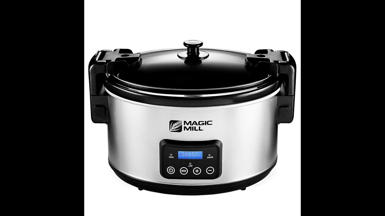 MAGIC MILL DELUXE 10 QT GRAY SLOW COOKER WITH FLAT GLASS COVER AND