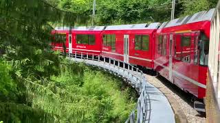 Open Panoramic-Car Trainride decending dir. Chur Swissalps