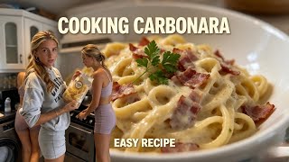 My daughter Violet cooking carbonara ￼