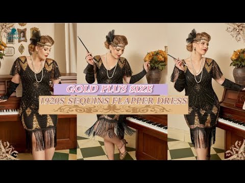 fcuk gold sequin dress Margot 1920s Gatsby Dress