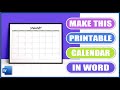 Make this PRINTABLE CALENDAR in WORD | Microsoft Word Tutorials