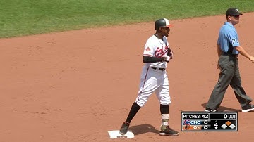 CHC@BAL: Jones rips a ground-rule double to left