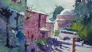 How to create lively SHADOW Color & Shapes - Painting Bursa in Turkey!