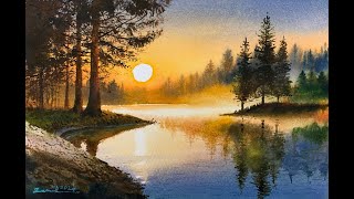 How to paint sunset in watercolor