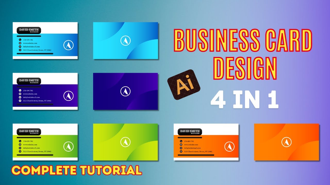 Creative Business card 4 in 1 | Adobe Illustrator business card design tutorial