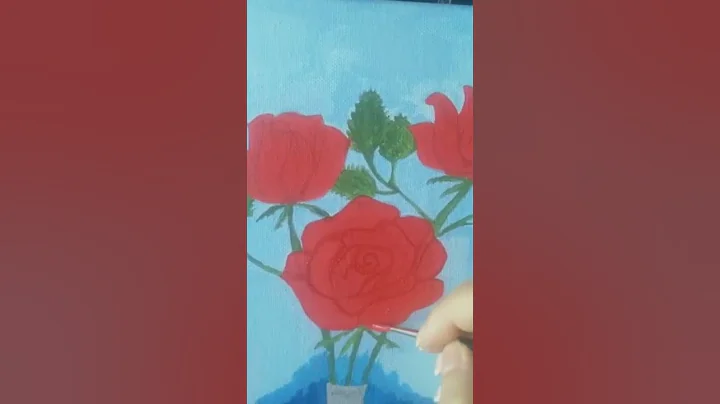 How to Paint Red Roses Acrylic Painting in the making #shorts #rose