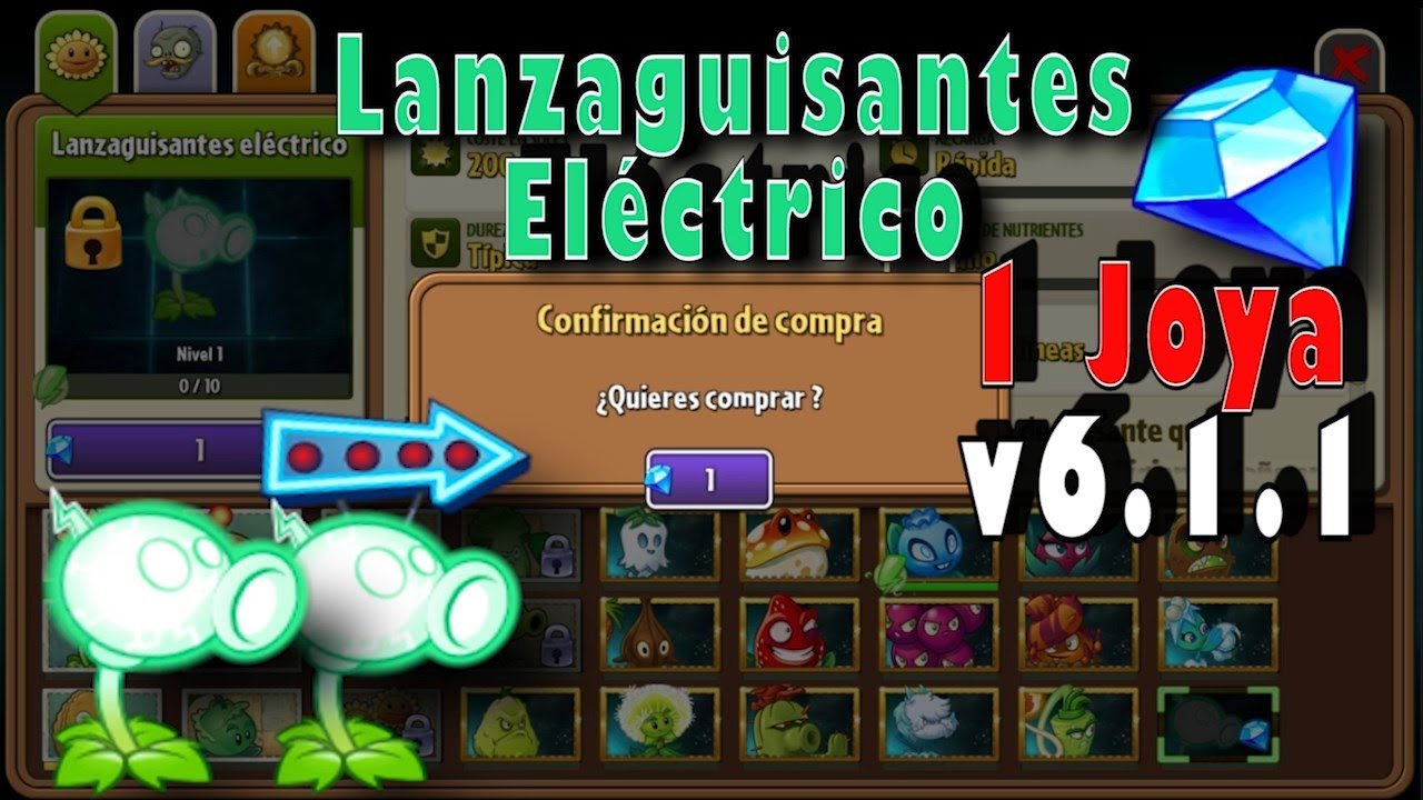 Plants vs Zombies 2: Lanzaguisantes Eléctrico a 1 Joya (Electric ...