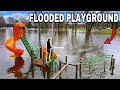 This flooded playground is loaded with monster fish