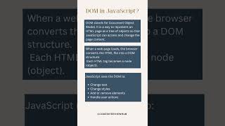 DOM in JavaScript Explained for Beginners #shorts #javascriptinterview #javascript #viral