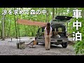［車中泊］涼を求めてひとり森の中。カーサイドタープで快適な車中泊／summer car camping