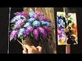 Step by step how to paint  Lilac flowers in Acrylic