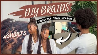 DIY small knotless braids with 3 way mirror! #SHORTS