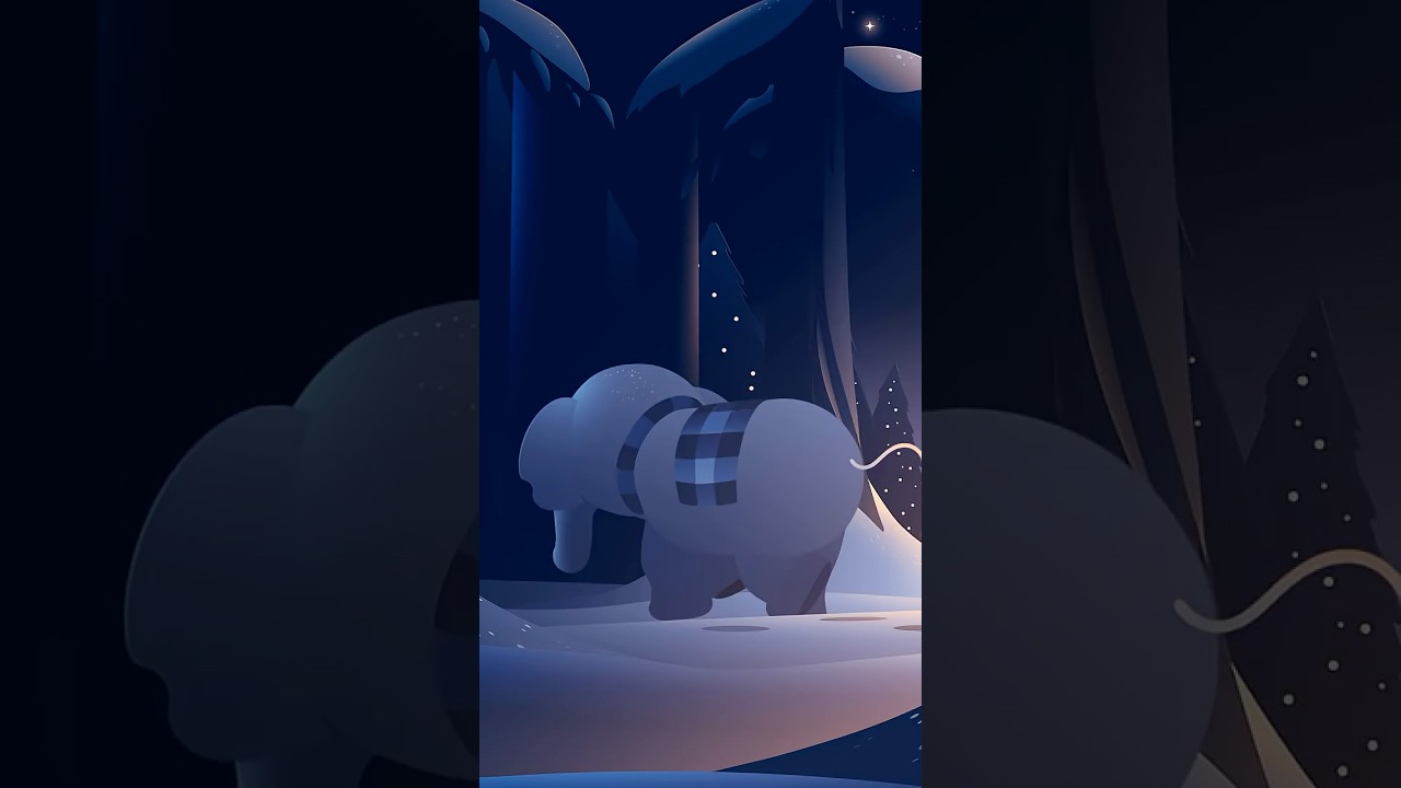 A glow in the forest.  Snow Trunk is curious and begins to explore.   #Hästens #WinterlandSaga