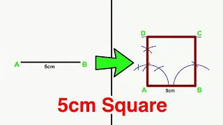 Construct a square of side measuring 5cm using ruler and compass only 