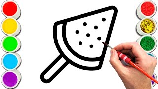 Watermelon ice cream Drawing, Painting & Coloring For Kids and Toddlers_ Child Art