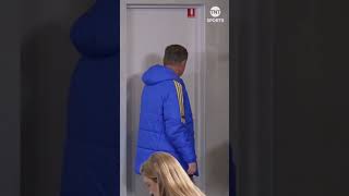 Swedish women’s coach enters janitorial closet trying to leave press conference 🚪🤣 #Shorts