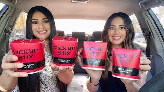 PICK UP STIX MUKBANG | FIND OUT WHERE WE FIRST WORKED ❌