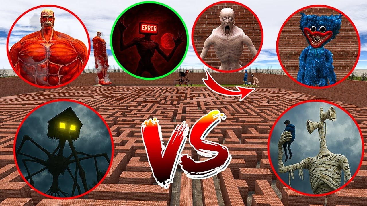 WHO WILL WIN? HUGGY WUGGY vs SIREN HEAD vs ERROR HEAD vs HOUSE HEAD – GMod Monster Battle! #26