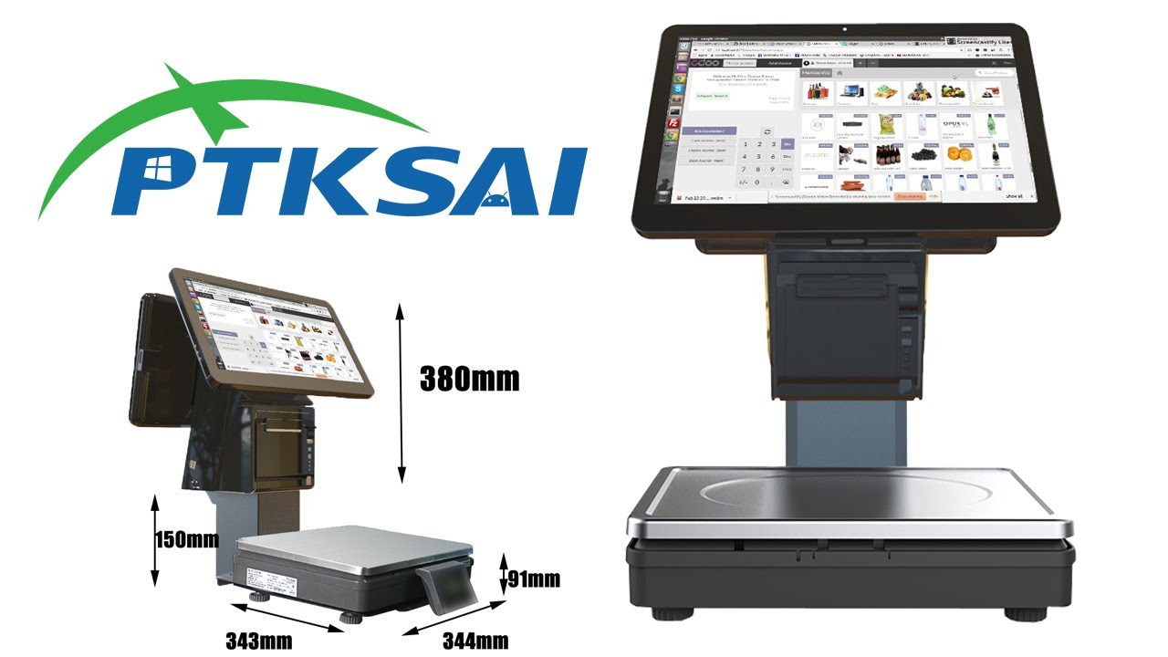 PTKSAI KS-AS All in One POS Scale with Dual Screen and Inbuilt Printer
