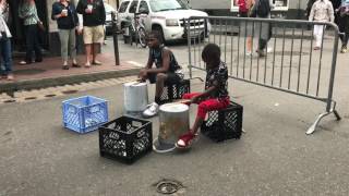 Kids In New Orleans, La Drumming On Street