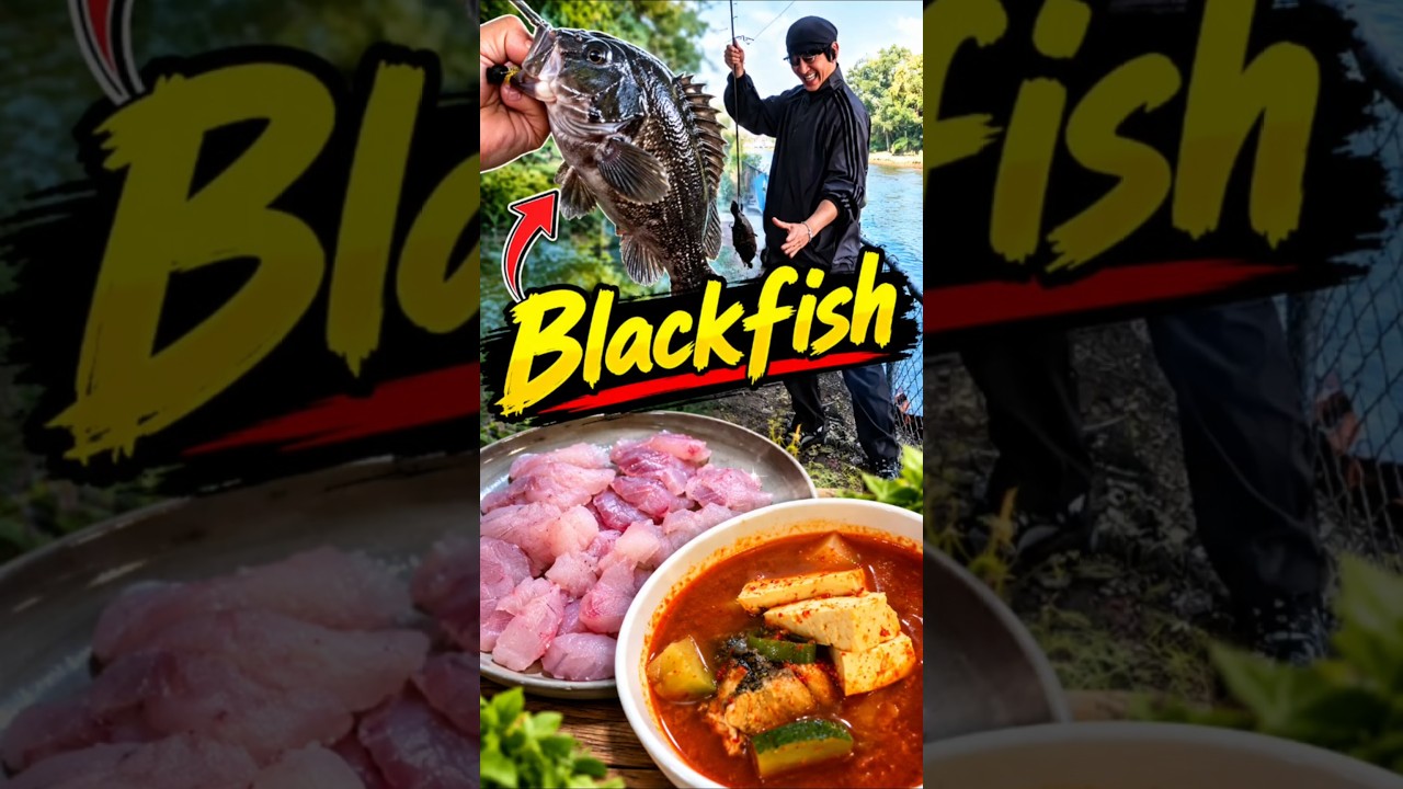 Catch & Cook: Fresh Korean Fish Spicy Soup & Sashimi! #fishing #blackfish #catchandcook