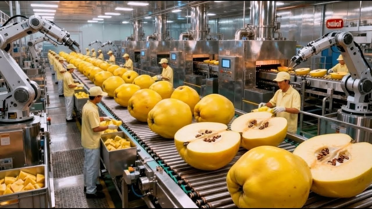 Inside a Modern Quince Factory: From Fresh Quince to Golden Fruit Jelly (Full Process)