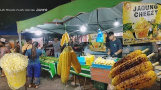 芝士炼奶甜玉米杯槟城夜市美食街特色小吃 Cheesy Sweet Corn Cups Penang Night Market Street Food Stalls