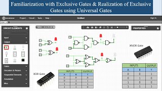 Realization of Exclusive Gates using Universal Gates || Virtual Digital Electronics Lab ||