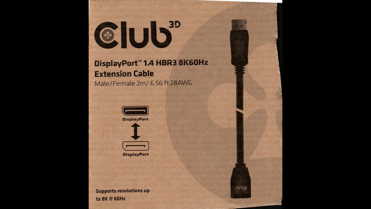 Club3D CAC-1022 DisplayPort extension Cable male to female Works With ...