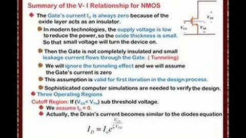 Analog CMOS VLSI Lecture One -10: NMOS V-I summary