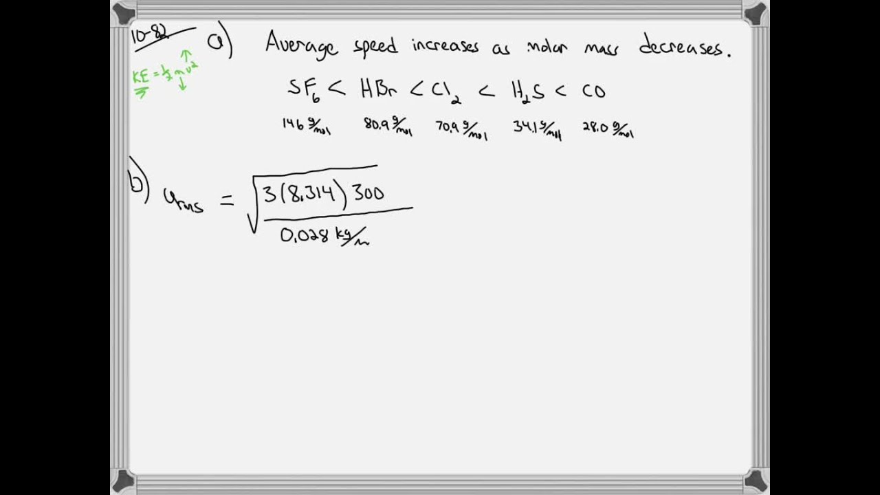 (a) Place the following gases in order of increasing average molecular speed at 300 K : …