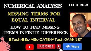 HOW TO FIND MISSING TERMS IN FINITE DIFFERENCE | MISSING TERM FOR EQUAL I NTERVAL|NUMERICAL ANALYSIS