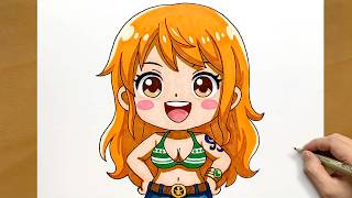 Draw Nami From One Piece | Cute Chibi Anime Character Art With Bright Colors screenshot 5